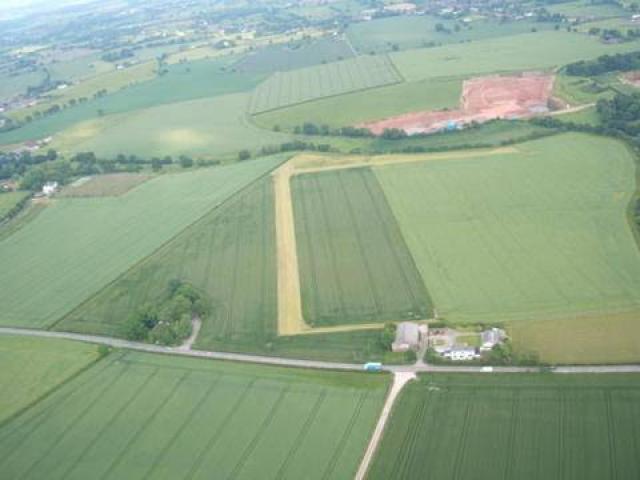 Kenyon Hall Farm strip from the air